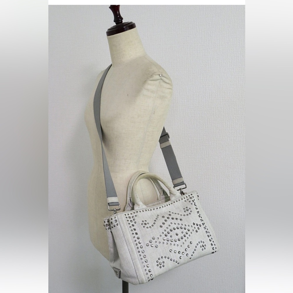 Prada Cream Studded Tote Bag - Picture 9 of 16